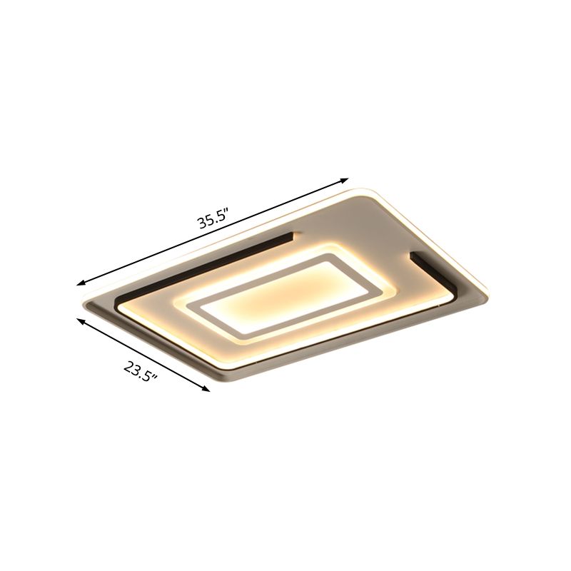 Acrylic Rectangular Ceiling Light Modern LED Flush Mount in Warm/White Light for Living Room, 18"/21.5"/35.5" Wide