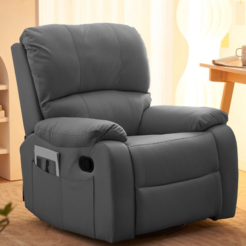 Modern Faux Leather Recliner 33.5" W Swivel Recliner Chair with Side Pockets
