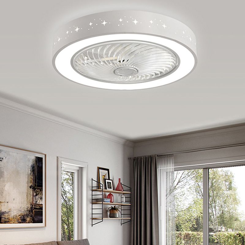 Modern Round LED Fan Light Simplicity Metal Bedroom Flush Mount Ceiling Light