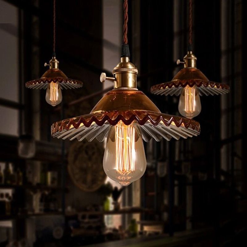 1-leichte überbrochene Pendellampe Retro Retro Industrial Style Lotus Glass Restaurant Hanging Lampe