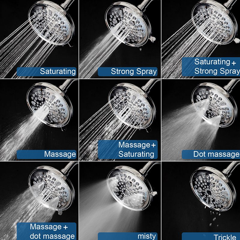 Contemporary Shower Combo Adjustable Shower Head Chrome Ceiling Mounted Round Shower Head