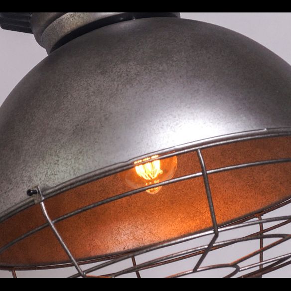 Retro Mining Light Shaped Metal Lighting Fixture 16" Wide Industrial Style Single Bulb Suspension Lamp with Adjustable Hanging Chain