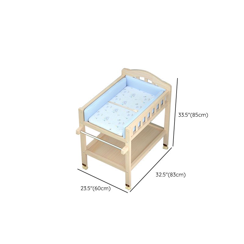 Modern Wooden Baby Changing Table Safety Rails Changing Table with Shelves