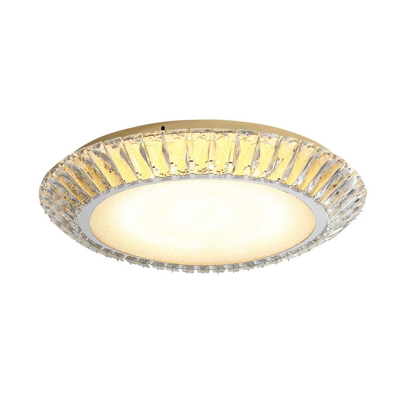 Modern Round Ceiling Light 1-Light LED Ceiling Mount Light with Crystal Shade for Bedroom