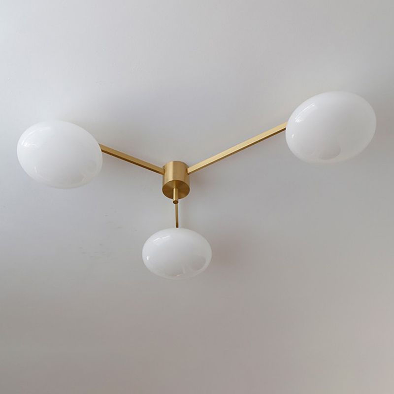 White Glass Flush Mount Lighting Contemporary Metal Ceiling Light for Home