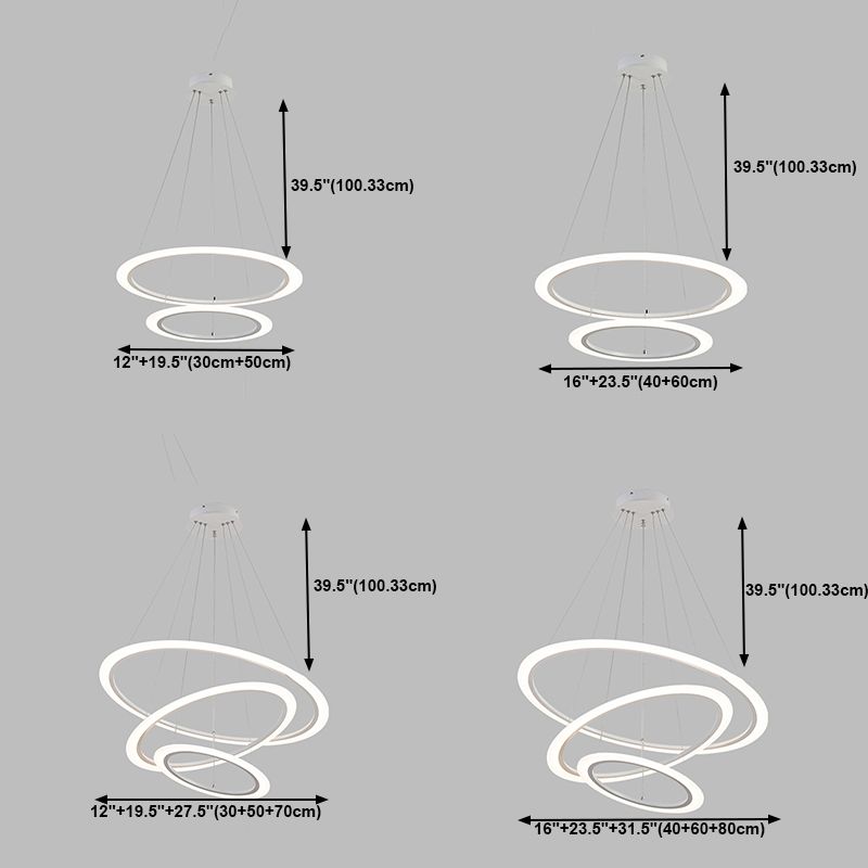 Multi-Tier Shape Chandelier Lights Modern Metal Chandelier Lighting Fixtures in White