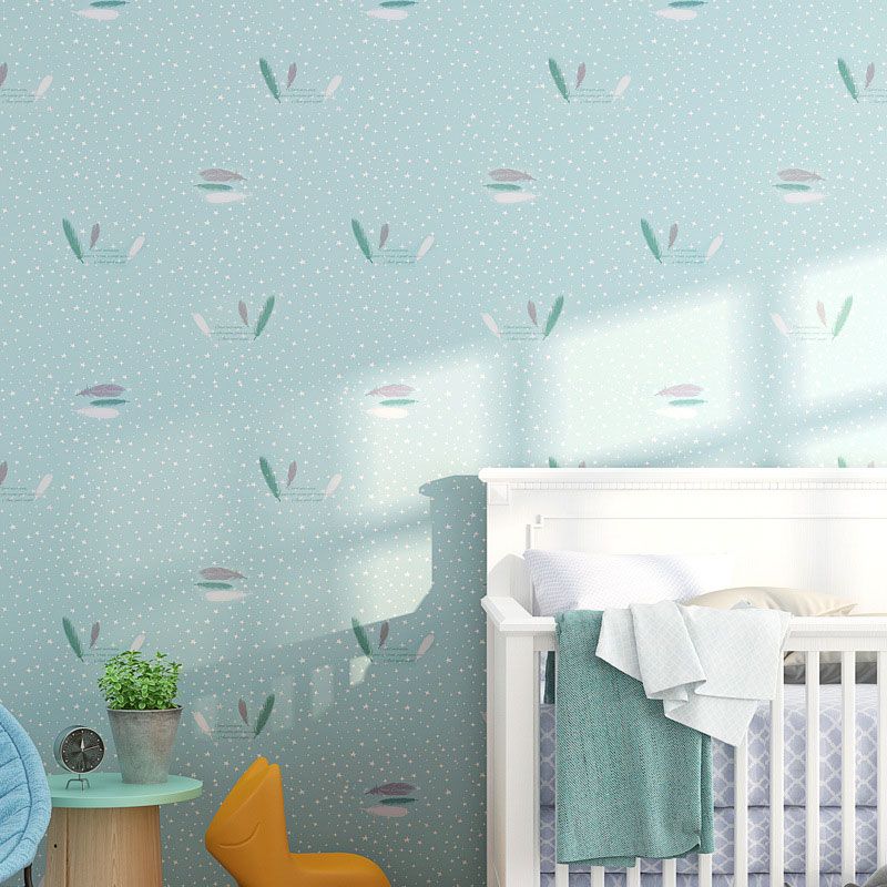 Cartoon Pattern Wall Covering in Pink and Blue Boy's or Girl's Bedroom Wallpaper Roll, 64.6 sq ft.