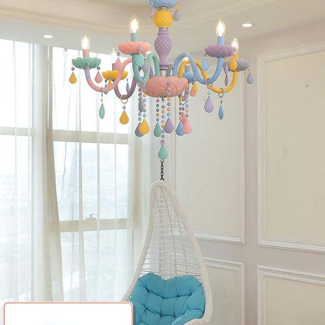 Colorful Stainless-Steel Pendant Light in Modern Creative Style Crystal Chandelier for Bedroom