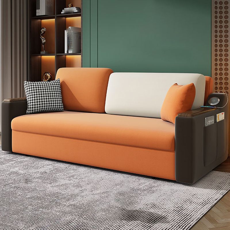 Orange Stain-Resistant Sofa Bed  26.77"H Fabric Sloped Arm Sofa Bed