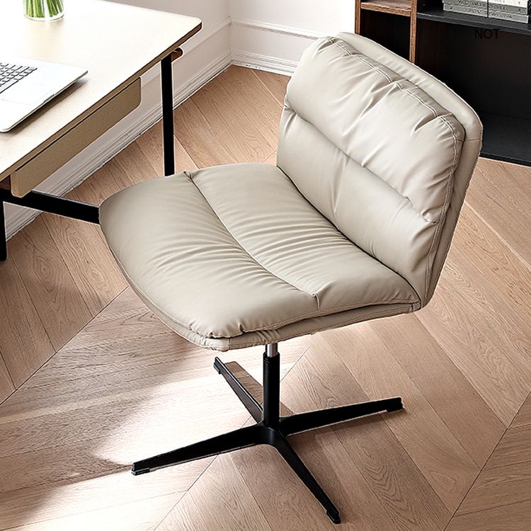 Contemporary Tufted Swivel Chair Faux Leather Low-Back Desk Chair