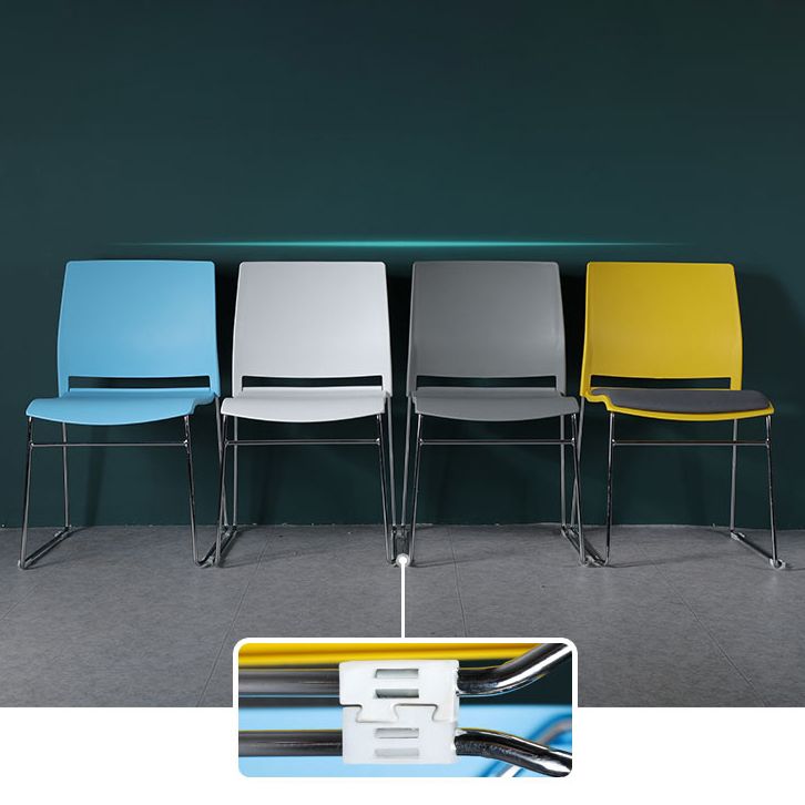 Modern Style Task Chair Plastic Armless Office Chair with Metal Legs