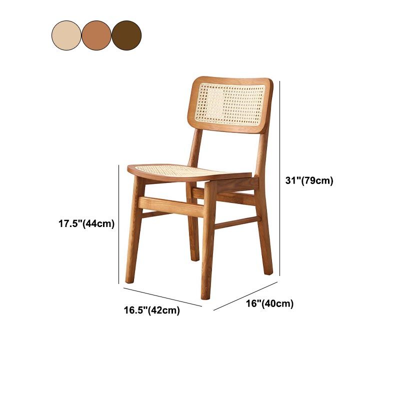 Solid Wood Side Chair Traditional Rattan Dining Chair with Wood Base