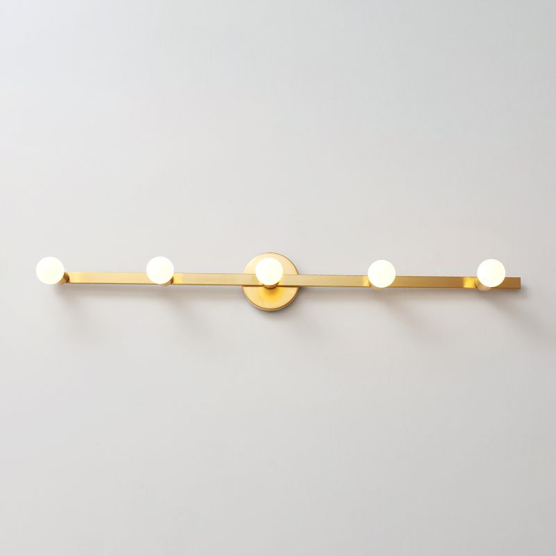 Linear Shape Metal Wall Sconce Modern Multi Lights Mirror Wall Mounted Lighting in Gold