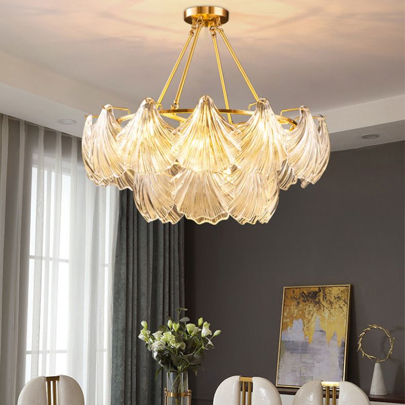 Shell Shape Chandelier Light Fixture Modern Simplicity Crystal Pendant Lighting for Restaurant