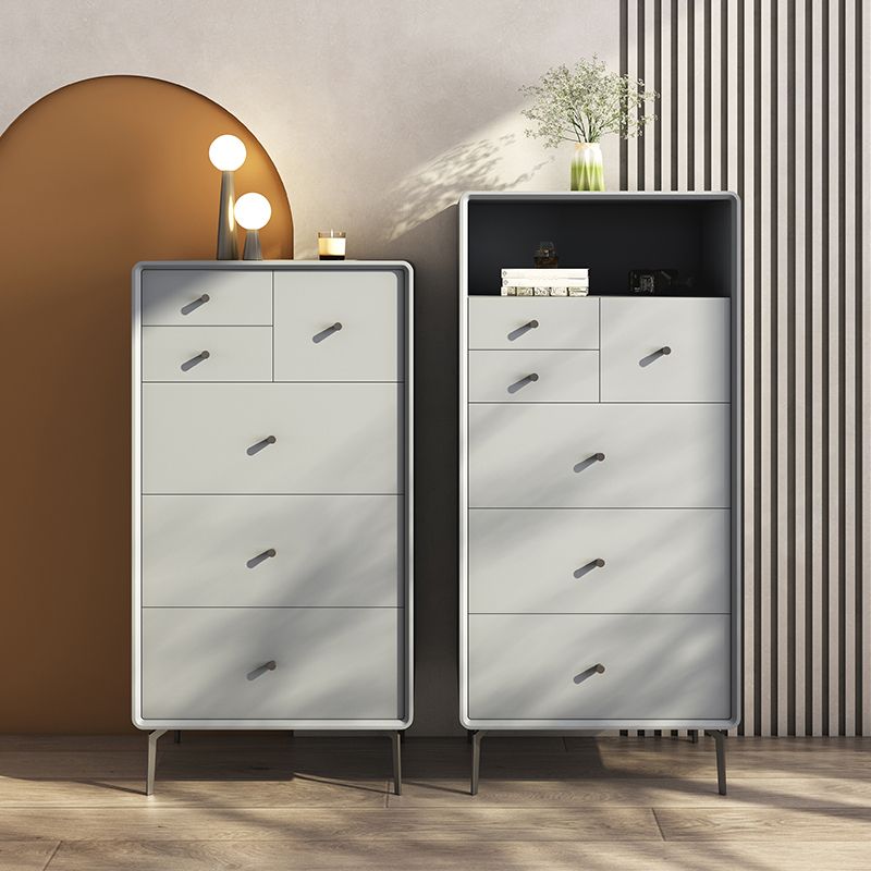 Vertical Leather Chest with Metal Legs Chest with Drawers for Bedroom