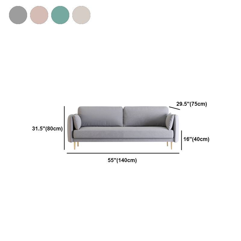 Velvet Pillow Top Arm Sofa with Two Pillows Back for Apartment