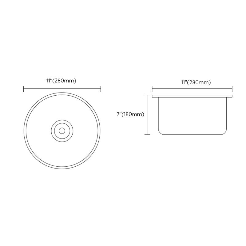 Contemporary Style Kitchen Sink Round Stainless Steel 1 Holes Kitchen Sink