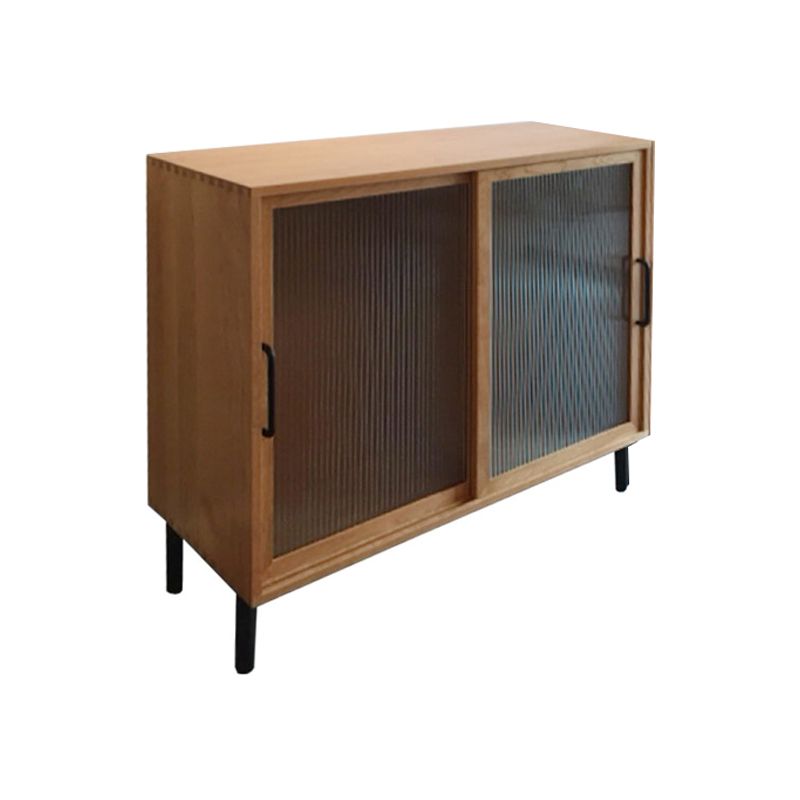 Solid Wood Sliding Doors Buffet 39.5"L Modern Living Room Buffet Stand