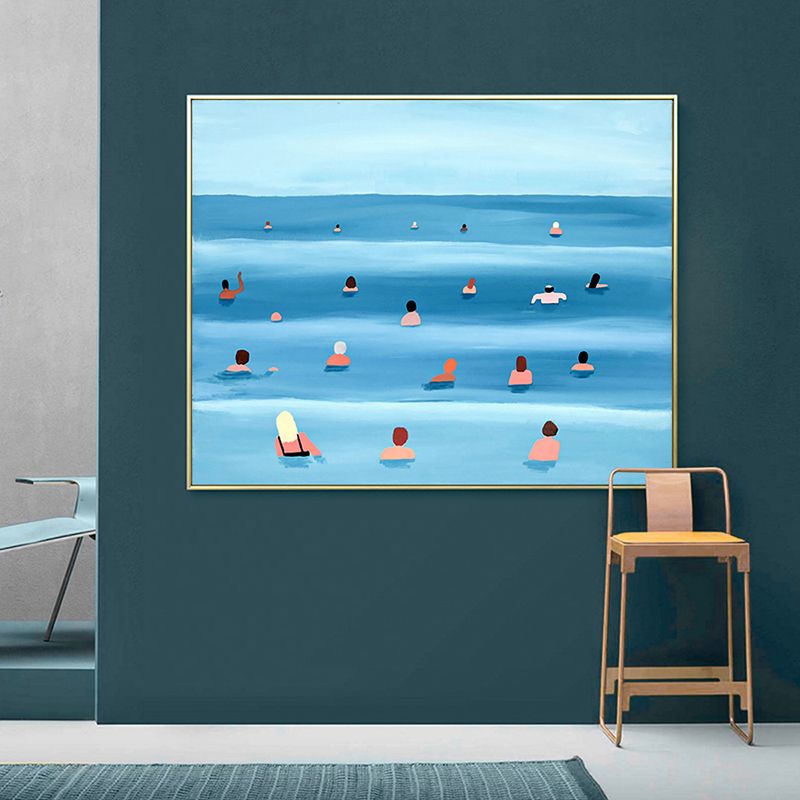 Canvas Textured Painting Tropical Sea Sport Wall Art Decor in Soft Color for Dining Room