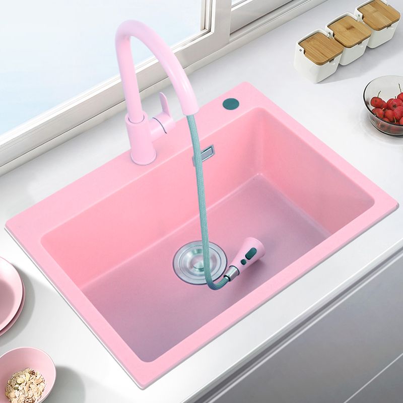 Quartz Kitchen Sink Contemporary Single Bowl Kitchen Sink with Drain Assembly