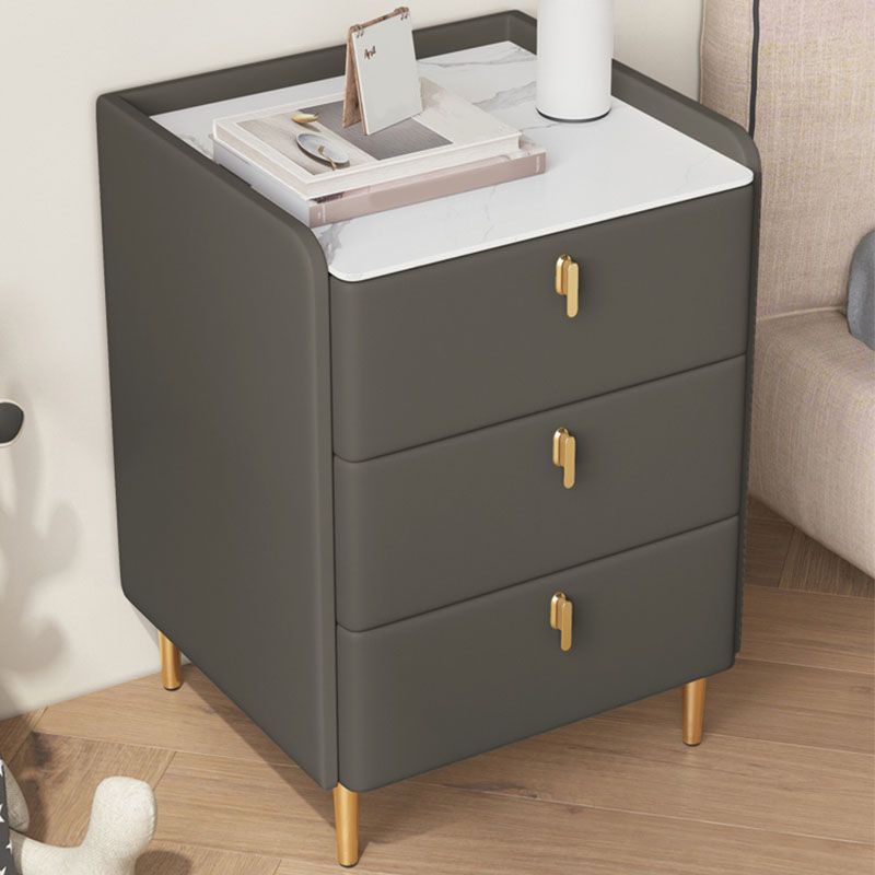 Contemporary Stone Bedside Cabinet with 3 Drawers for Bedroom