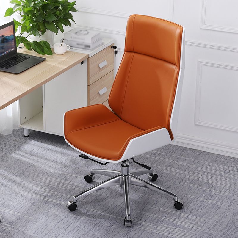 Faux Leather Task Chair Chrome Metal Frame Modern Office Chair