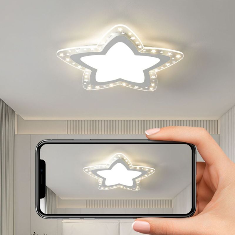 Modern Flush Light Fixtures Star-Shaped Metal 1 Light Flush Mount Lamps in White