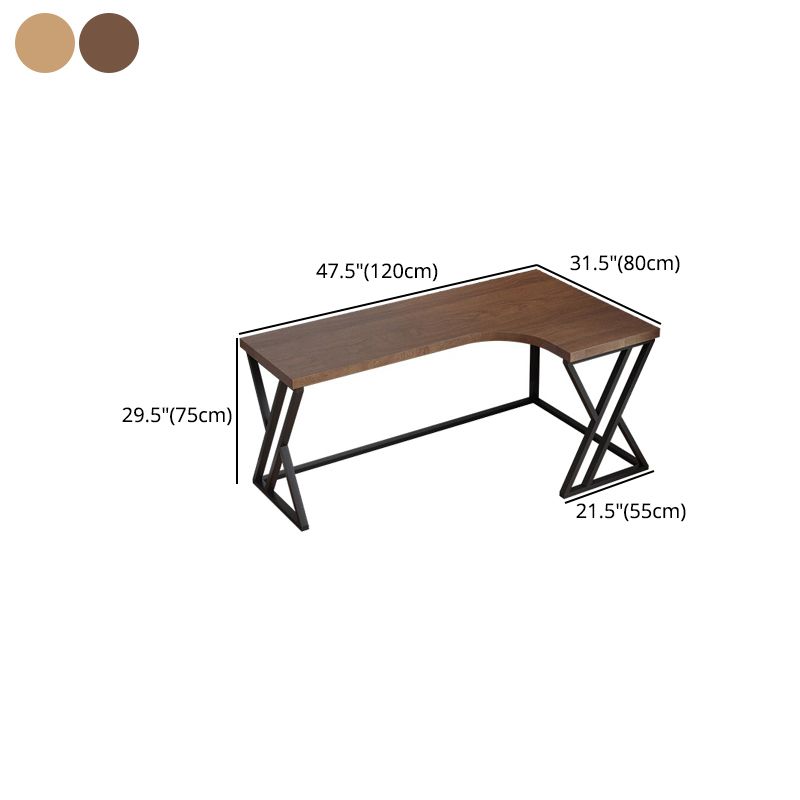 L-Shape Industrial Office Desk  Solid Wood Fixed Writing Table