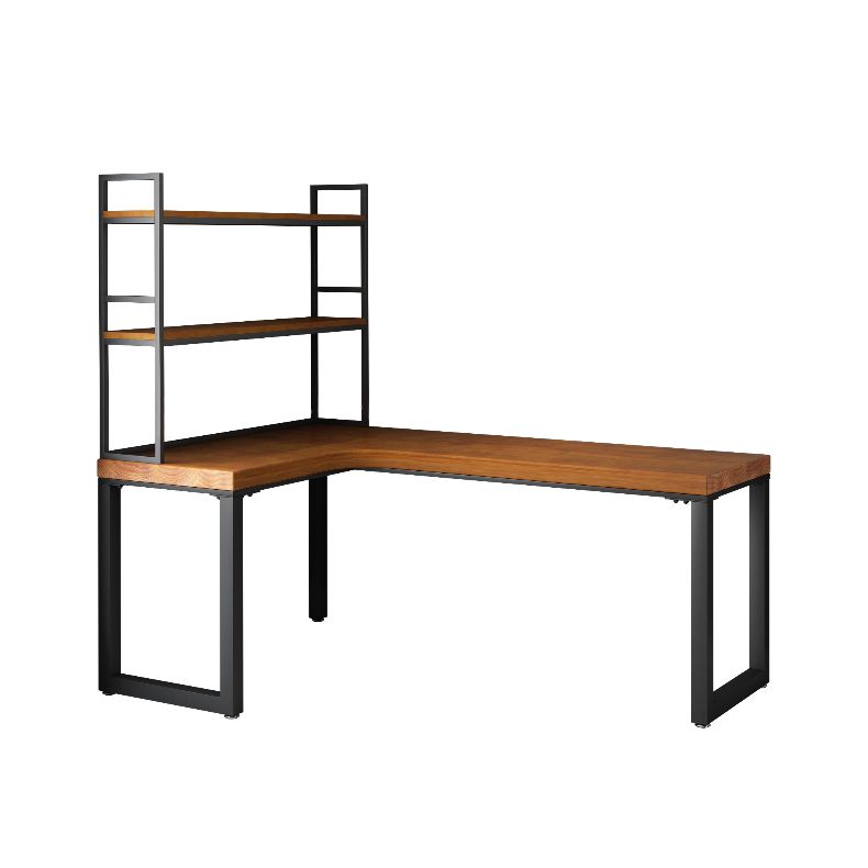 Rectangular Corner Writing Desk Solid Wood Office Desk with Iron Legs  for Bedroom