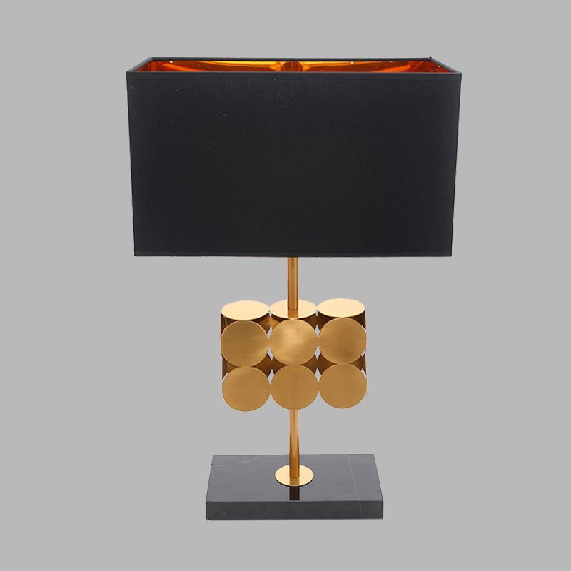 Rectangle Metal Nightstand Light Modernist 1 Light Black Fabric Desk Lamp for Bedroom