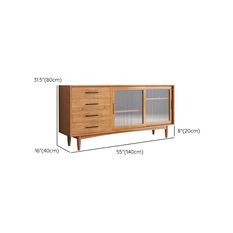 Modern Sideboard Table Solid Wood Dining Buffet with Drawers and Cabinets