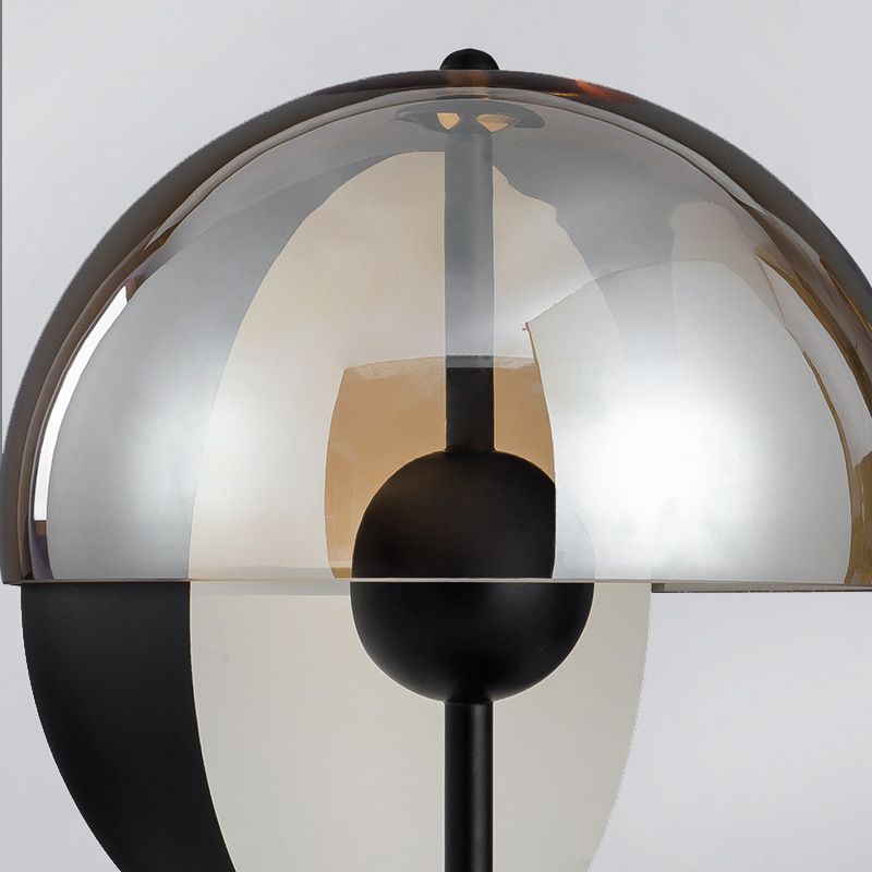 Modern Artistic Hemispheric Table Lamp Lacquered Iron Desk Lamp with Glass Shade