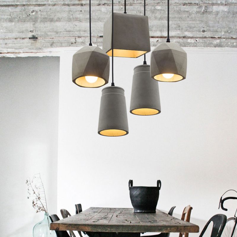 Pendentif de plafond géométrique Simplicité Ciment Dinning Room Pendant Light Kit en gris