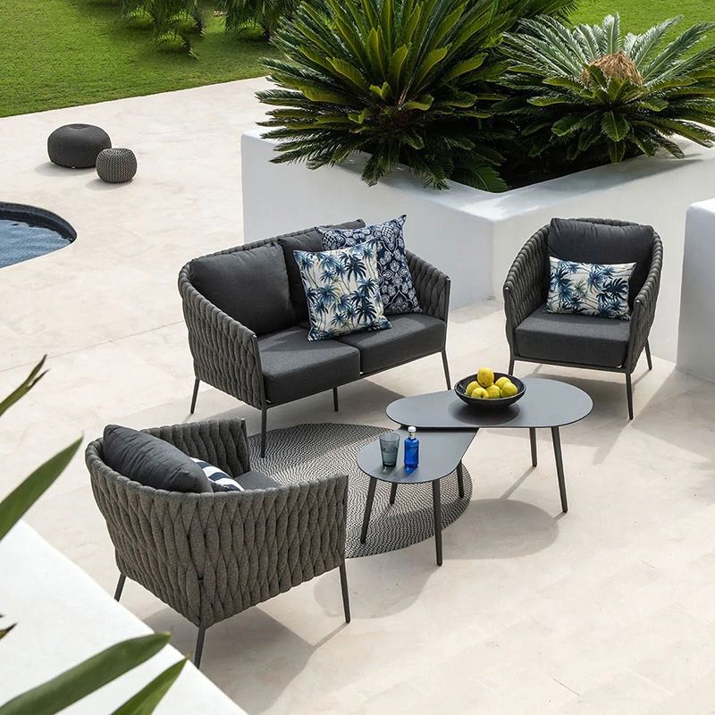 Contemporary Black Outdoor Loveseat Water Resistant Outdoor Loveseat