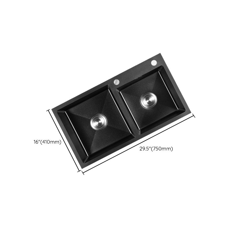 Modern Style Kitchen Sink Stainless Steel Rectangle 2 Holes Kitchen Sink