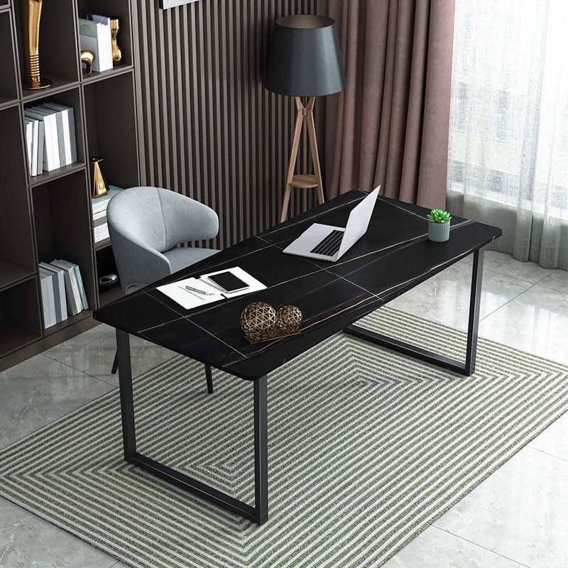 Contemporary Office Desk Curved Computer Desk with Metal Legs