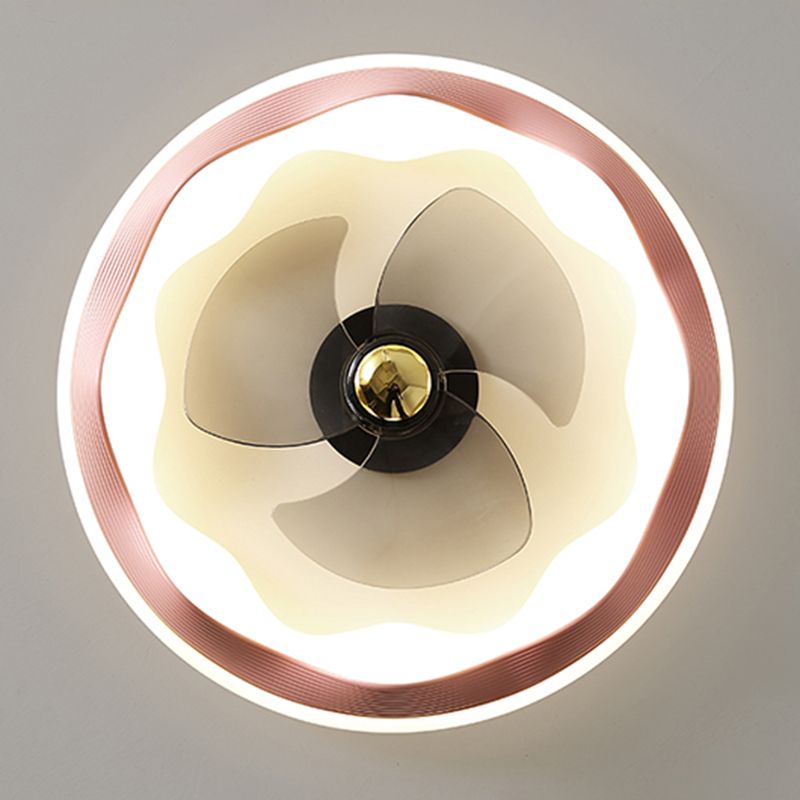 Round Ceiling Fan Light Modern Style Metal 1-Light LED Flush Light