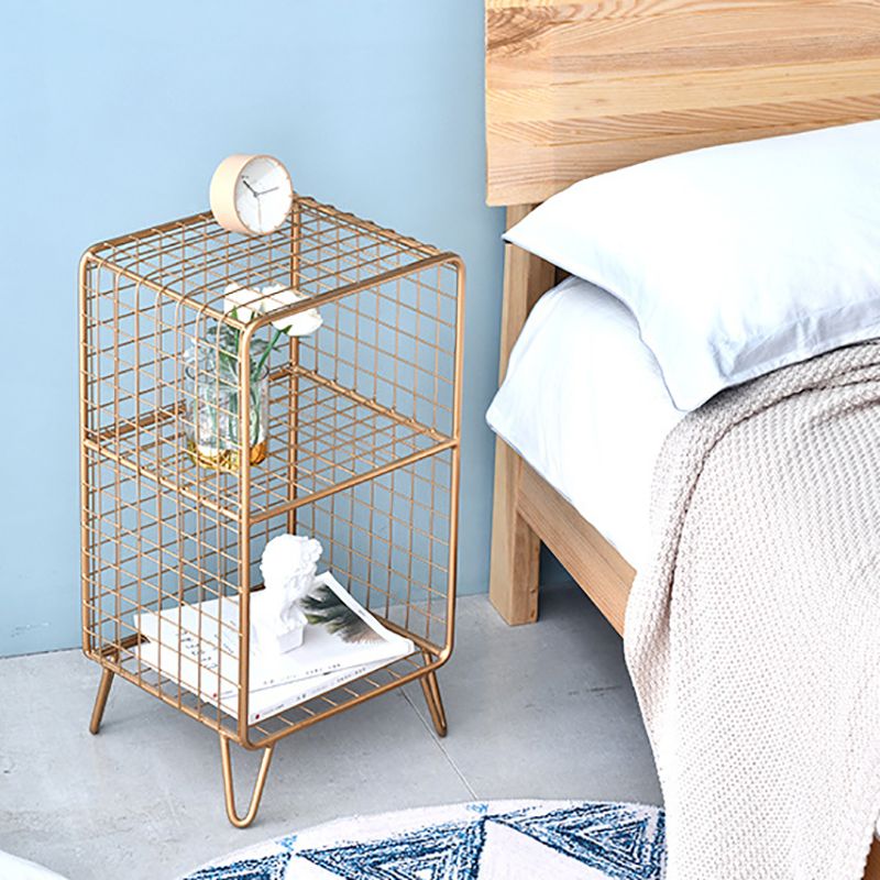 Metal Bed Nightstand Open Storage Bedside Cabinet for Bedroom