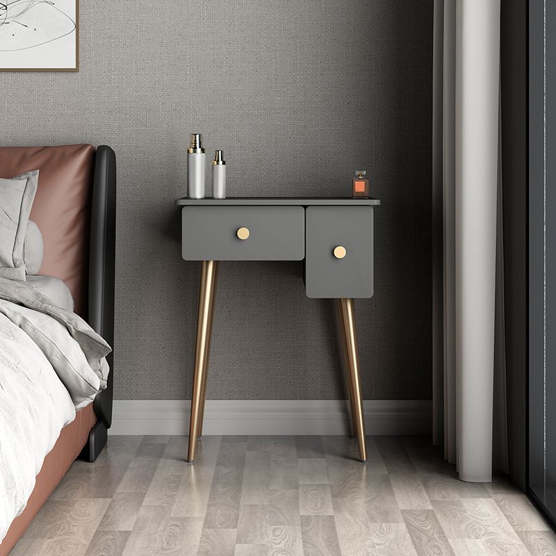 Glam Wooden/Metal Make-up Vanity with Drawer in Grey for Bedroom