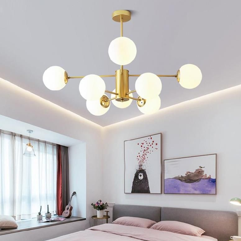 Simple Pendant Lighting Fixture Modern Style Glass Ball Shade Hanging Chandelier