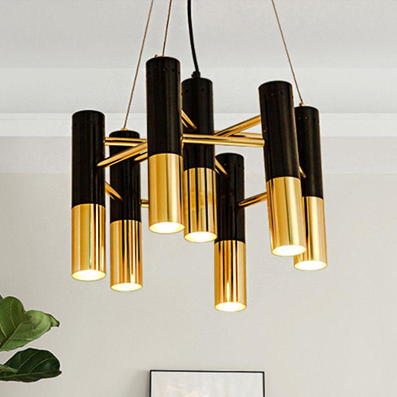 Tube Chandelier Light Modern Metal 7/13/19 Lights Gold Hanging Ceiling Lamp in Warm Light for Living Room