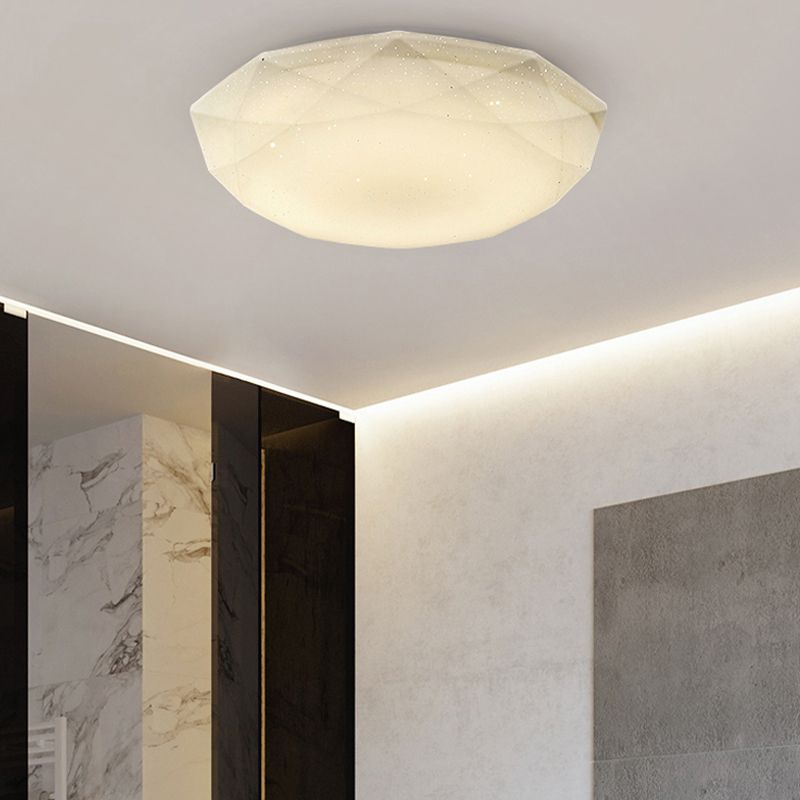 Modern 1 - Light Flush Mount Iron and Acrylic LED Ceiling Flush in White