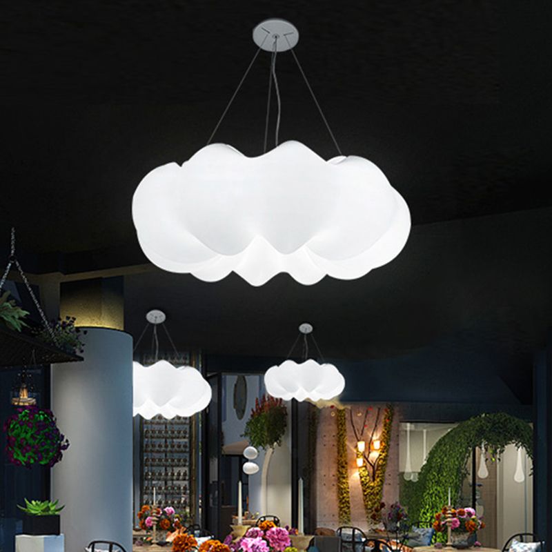 Cloud Bistro Pendant Lamp Plastic Minimalist Integrated LED Hanging Ceiling Light in White