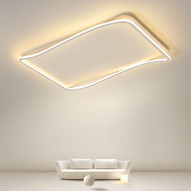 Modern Style Geometry Shape Ceiling Light Metal 1 Light Ceiling Lamp in White