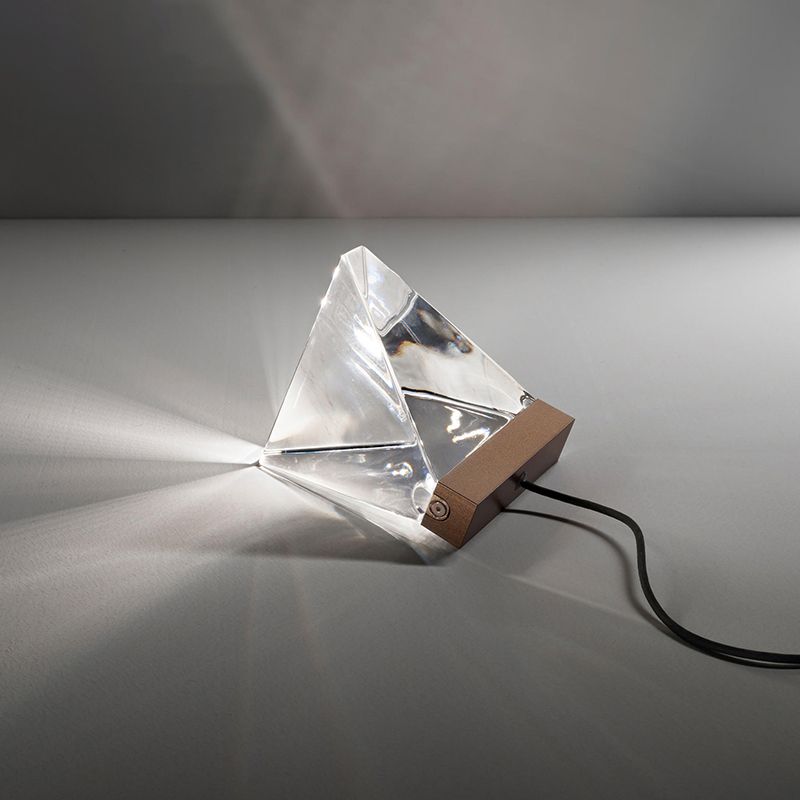 Triangle Shape Living Room Desk Light Clear Crystal LED Minimalism Night Table Lamp