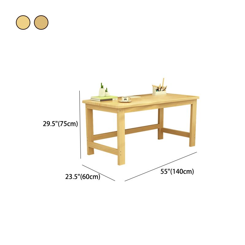 29.5" H Pine Office Desk Modern Home Writing Desk with H-shape Base