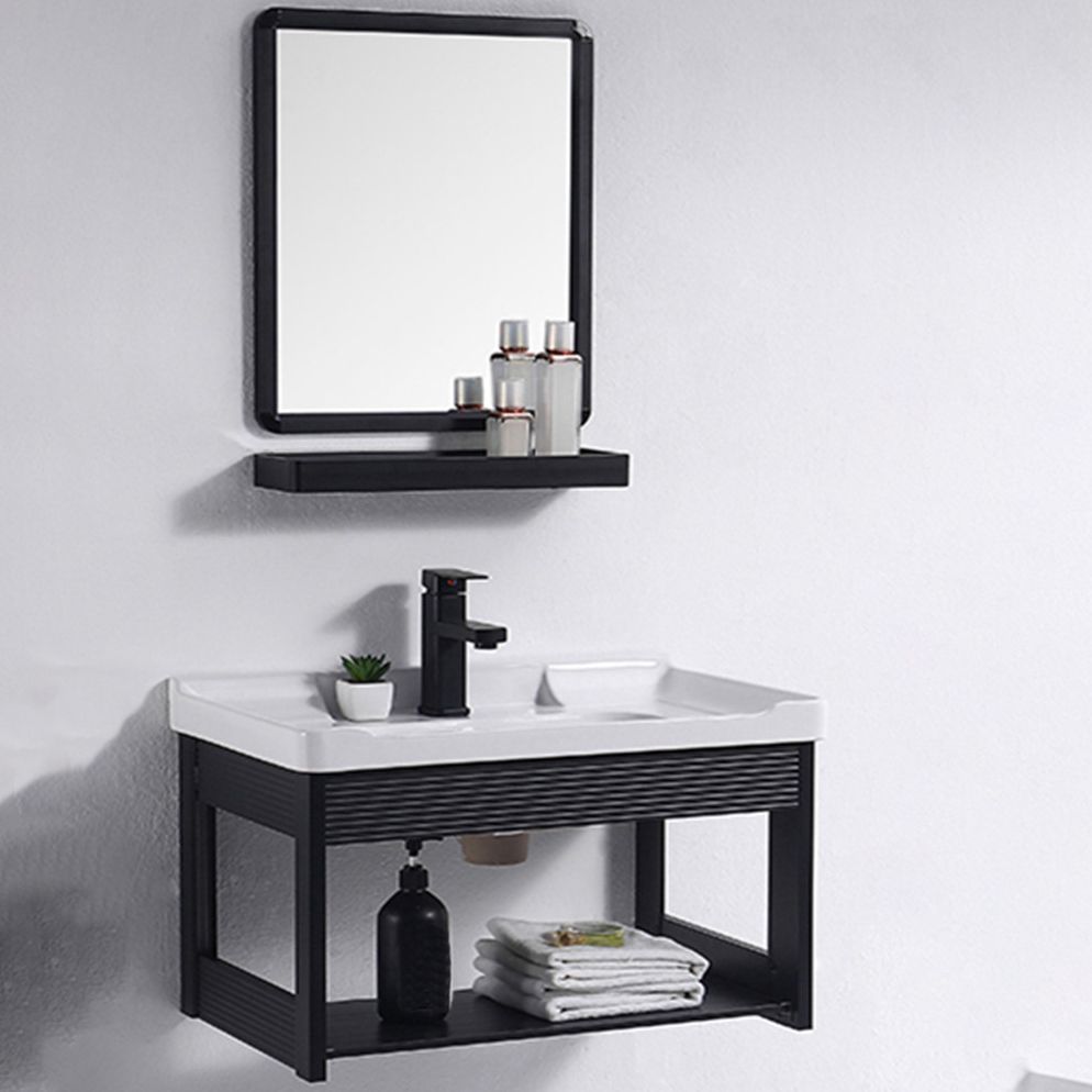 Modern Bathroom Vanity Metal Base Shelving Included Wall-Mounted Space Saver Vanity