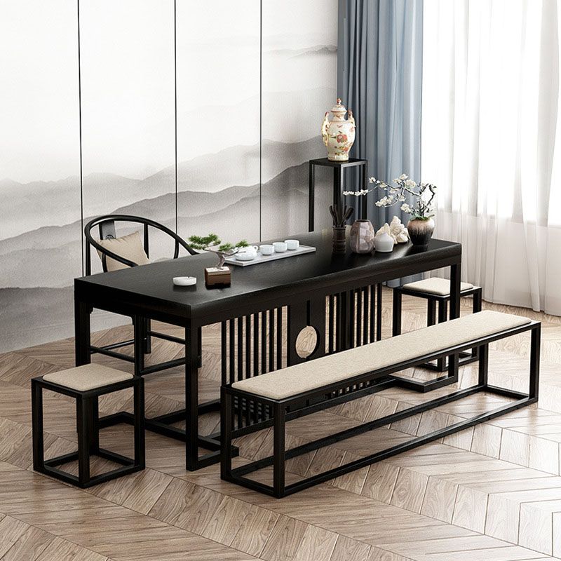 Contemporary Upholstered Bench Home Rectangle Seating Bench with Black Legs