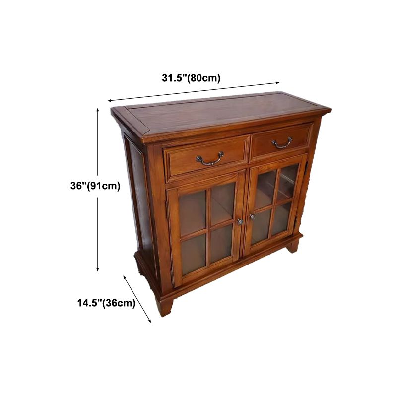 Modern Solid Wood Sideboard Table Brown Sideboard with Door and Drawer