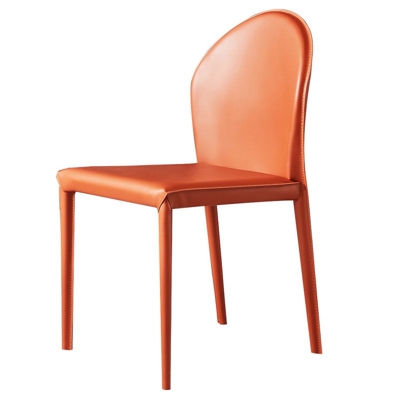 Minimalist Style Leather Dining Chairs for Home Armless Solid Back Chairs